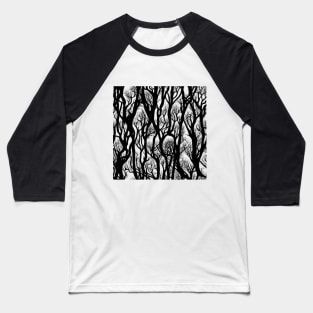 Psychedelic dark forest branches, black mood Baseball T-Shirt